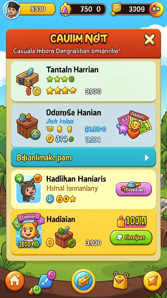 dora77 - Screenshot menampilkan misi tantangan yang menarik dan adiktif.